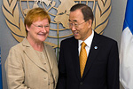 Presidentti Halonen ja YK:n pääsihteeri Ban Ki-moon tapasivat New Yorkissa 19. syyskuuta 2010. Kuva: Mika Horelli 